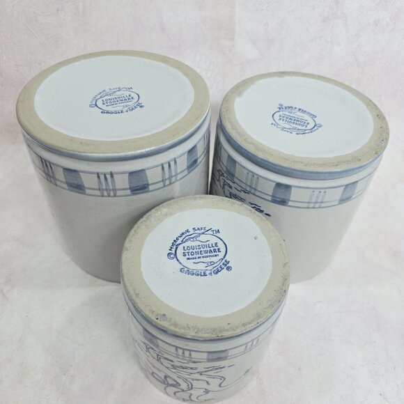 Vtg Set Of 3 Louisville Stoneware Gaggle of Geese Goose Canisters No Lids 6.5" - Picture 10 of 15